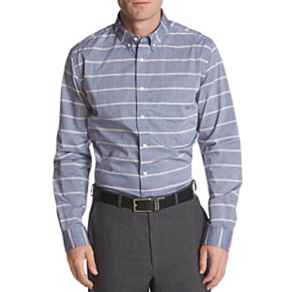 John Bartlett Other - John Bartlett Consensus Chambray Woven Striped Stretch Button Down, Large
